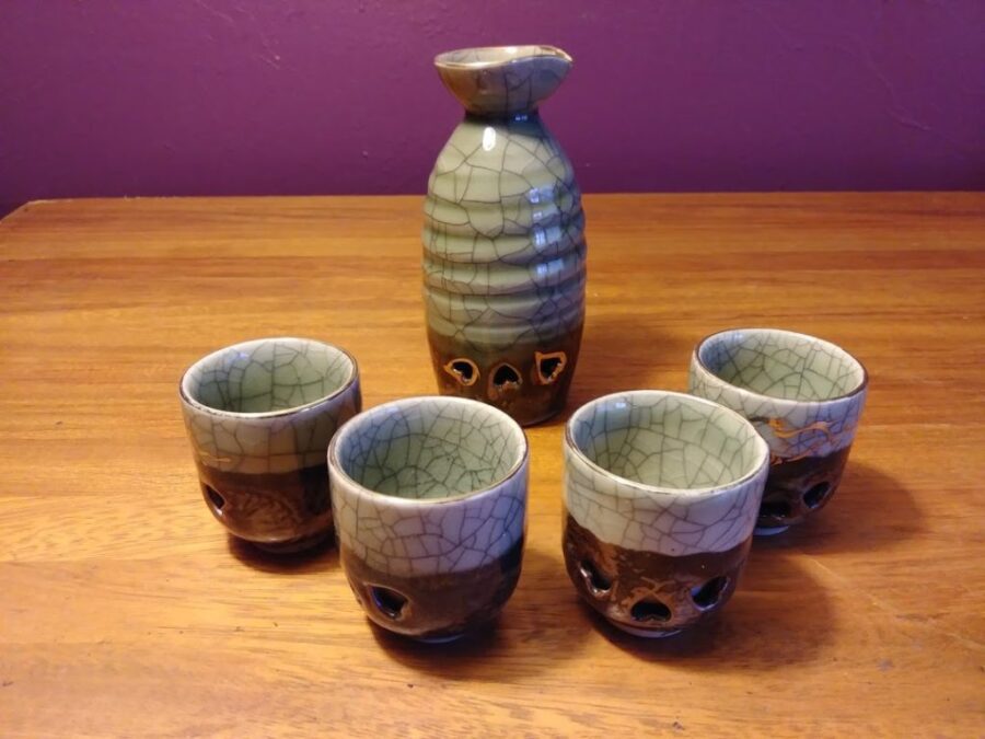 Vintage Somayaki Double Walled Saki Set