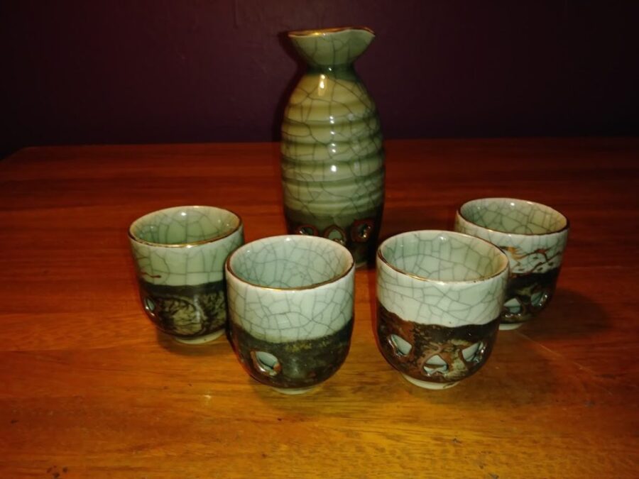 Vintage Somayaki Double Walled Saki Set