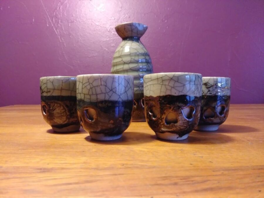 Vintage Somayaki Double Walled Saki Set
