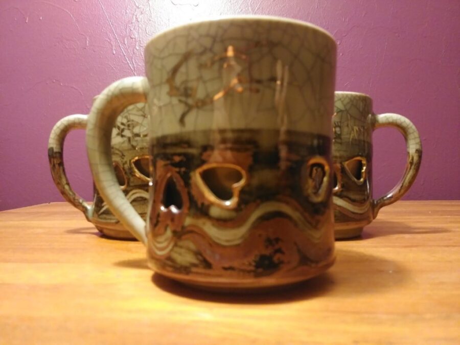 3 Vintage Somayaki Ware Coffee or Tea Mugs