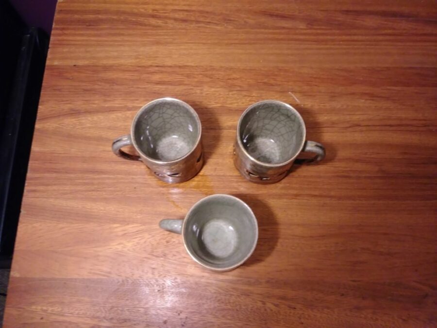 3 Vintage Somayaki Ware Coffee or Tea Mugs