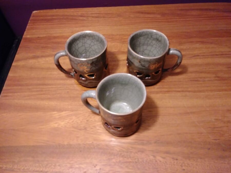3 Vintage Somayaki Ware Coffee or Tea Mugs